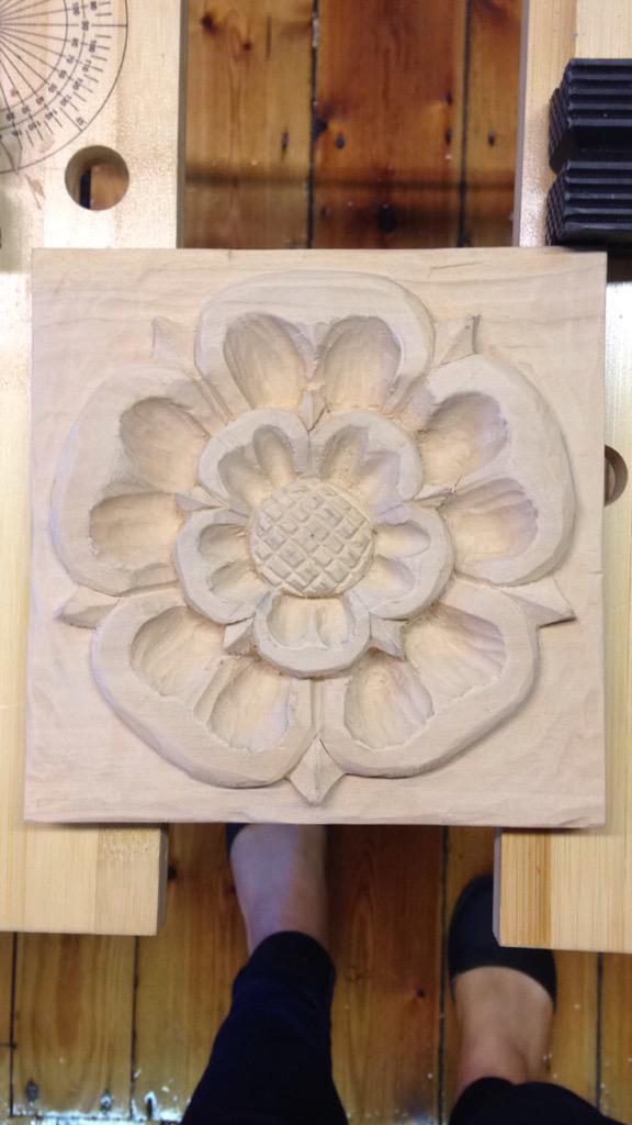 ClaireHerworth's tweet photo. Woodcarved Yorkshire Rose ๐๐ #HuttonMagna #crafts https://t.co/d9eKHi6bkH