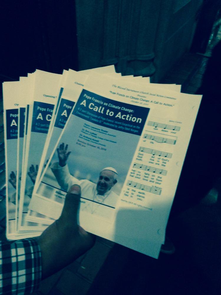 Wonderful #LaudatoSi #climatechange event last night at Blessed Sacrament. Thx <a href="/jkorgen/">Jeffry Odell Korgen</a> <a href="/greenfaithworld/">GreenFaith</a>