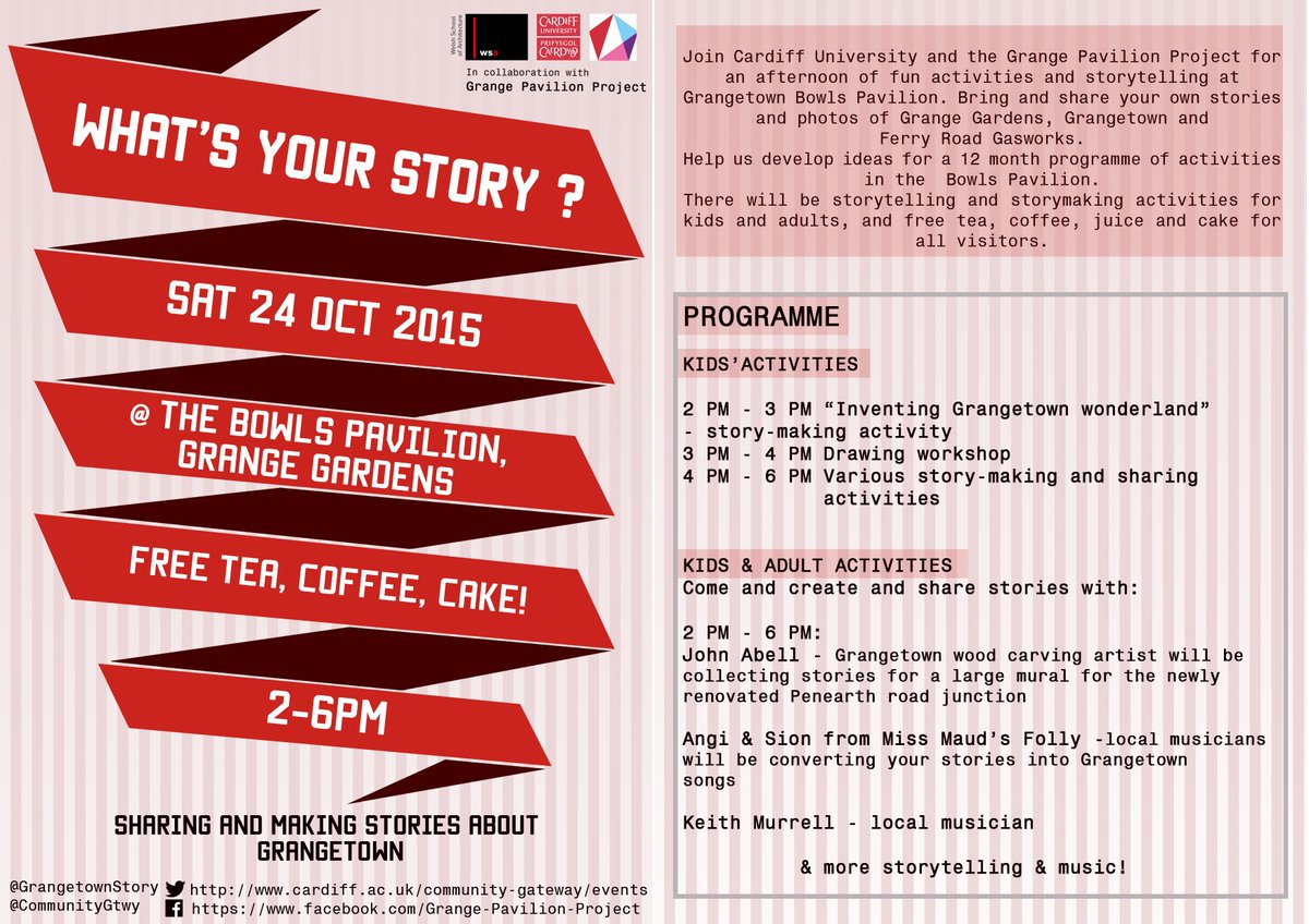 GrangetownStory's tweet image. Come and join us Sat 24 October&apos;15 in the Bowls Pavilion, Grange Gardens! Spread the word, bring friends and family!