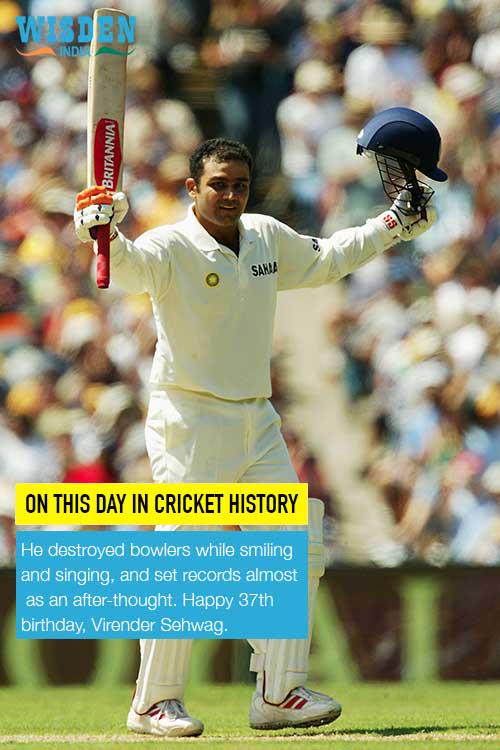 One man, one bat, one goal - and an age-old game revolutionised. Happy 37th birthday, Virender Sehwag. 