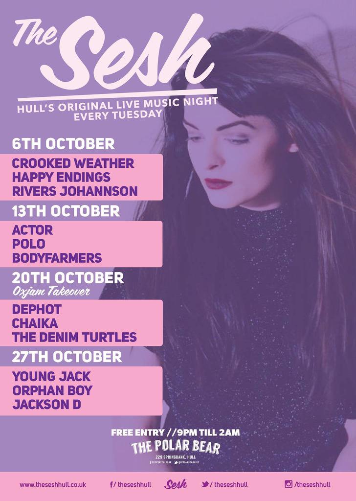 The Sesh (@theseshhull) on Twitter photo Tomorrow night at <a href="/PolarBearHull/">The Polar Bear</a>
FREE ENTRY from 9pm
<a href="/DePHOT_MUSIC/">DePHOT</a> @chaikaband <a href="/DenimThe/">The Denim Turtles</a> and @evrpickering Tomorrow night at <a href="/PolarBearHull/">The Polar Bear</a>
FREE ENTRY from 9pm
<a href="/DePHOT_MUSIC/">DePHOT</a> @chaikaband <a href="/DenimThe/">The Denim Turtles</a> and @evrpickering
