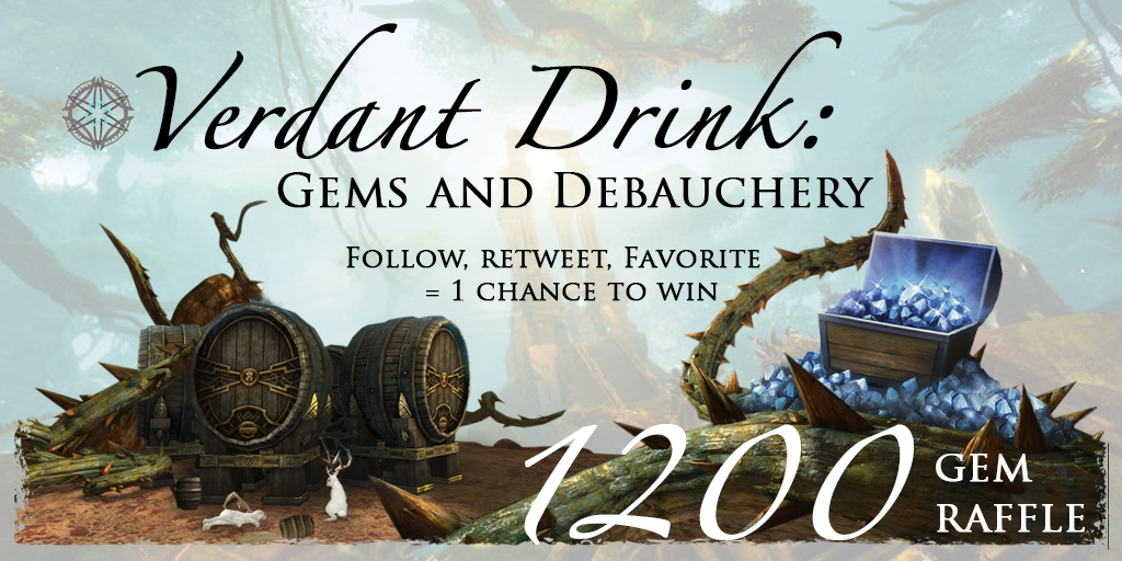 ZoravPOW's tweet photo. Welcome to #POW's Verdant Drink! 1200 #gemcard raffle for #GW2HoT. RT, Fav = 1 ticket. Buy @ http://t.co/h3DzaMaEC7 http://t.co/MNc9s4SRoq