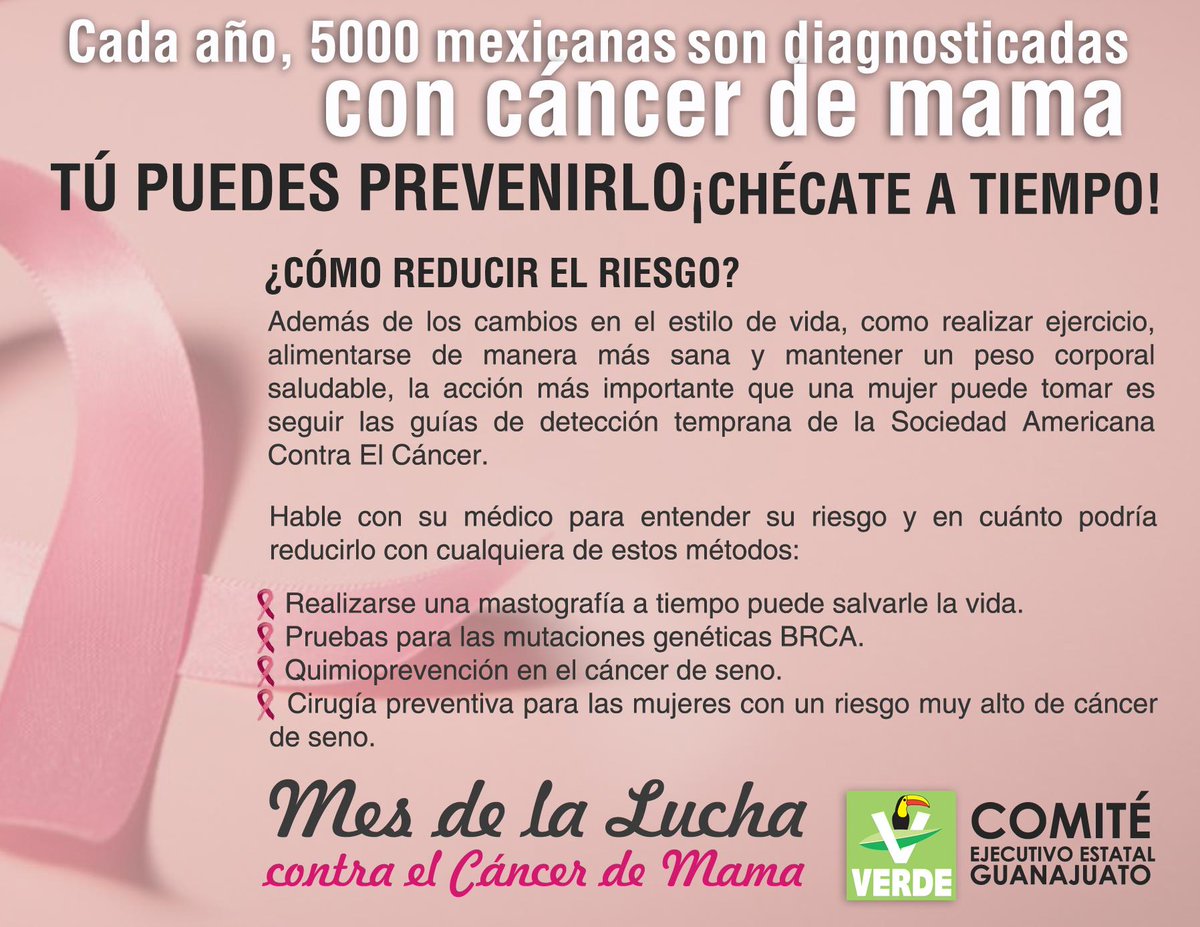 partidoverdegto's tweet image. #DiaContraelCáncerdeMama Tú puedes prevenirlo o detectarlo en etapa temprana. ¡Realízate una mastografía a tiempo!