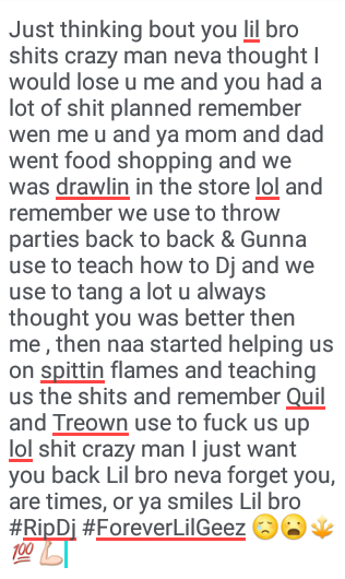 meaniegmod's tweet image. Rest Up Lil I'll Neva Forget You And Its All From The Heart I Love You 😢😑💯💪 #RipDj #ForeverLilGeez