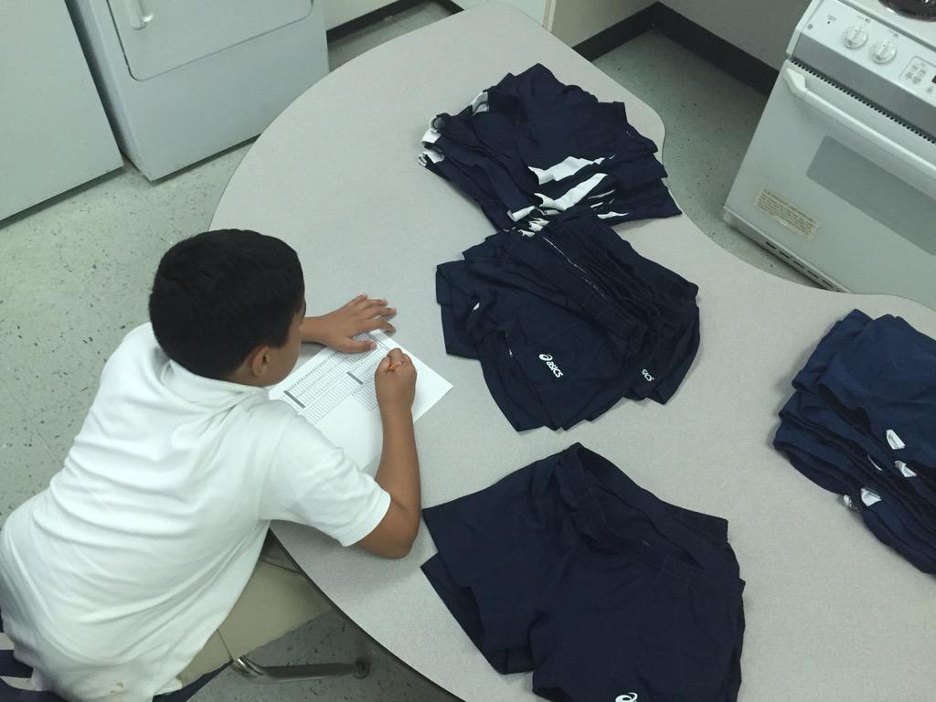 mvarela_bss's tweet photo. SLU students taking inventory of Lady Scorpions volleyball uniforms. #keepingitFUNctional https://t.co/BsR5takr3h