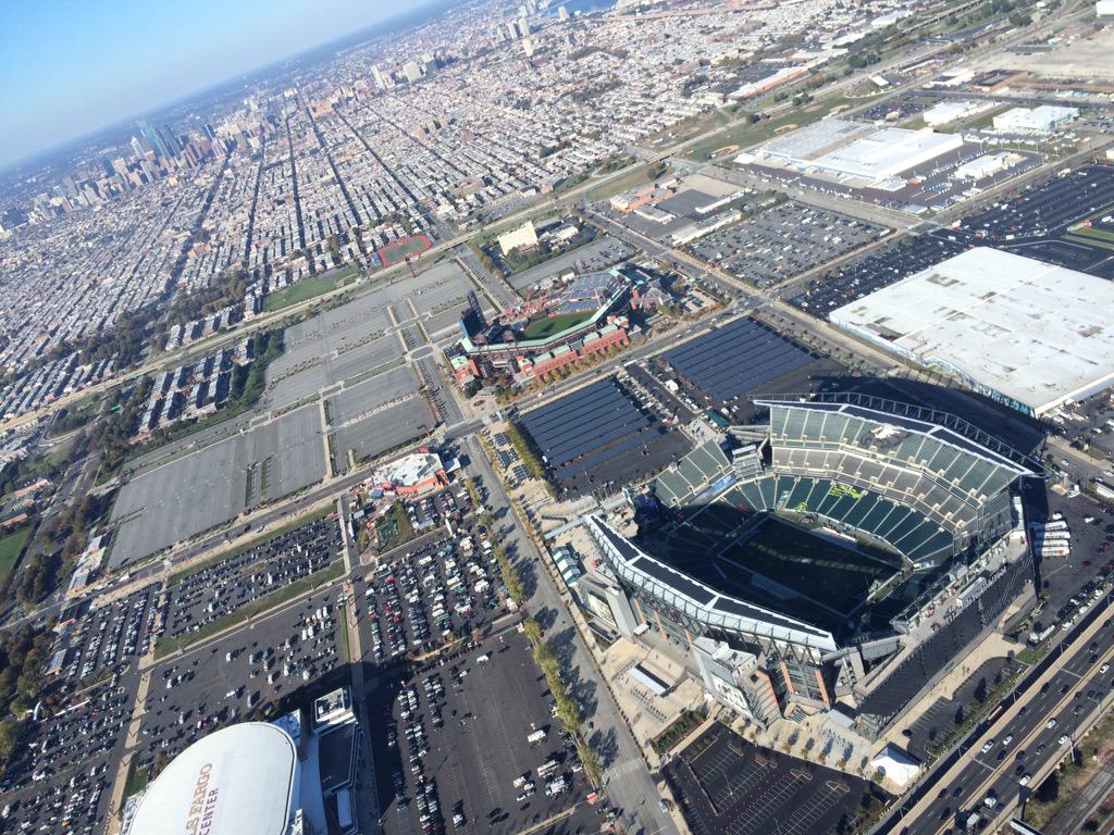My view of @eagles pregame from <a href="/SkyForce10/">NBC10 SkyForce10</a> not bad right? #mnf #eagles #eaglestalk