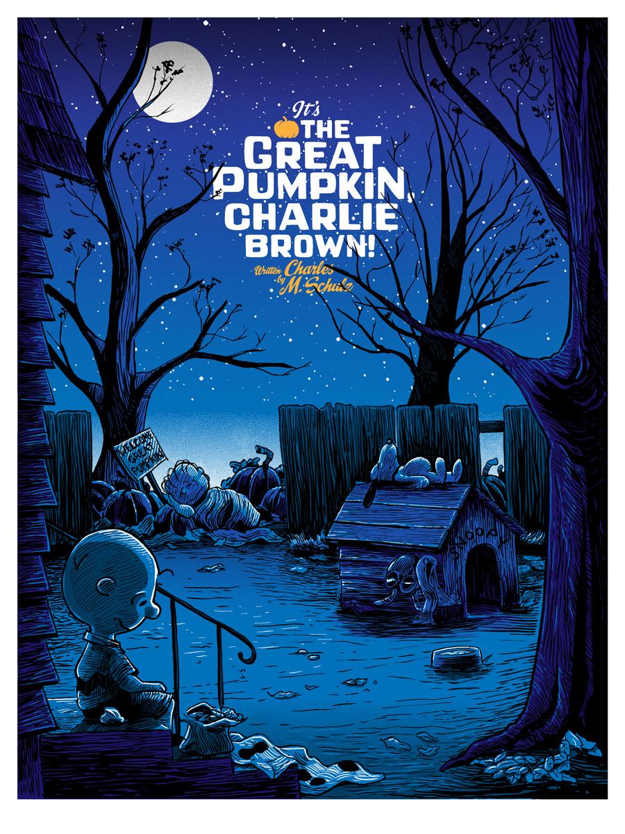DarkHallMansion's tweet photo. DHMs official #Peanuts "It's the Great Pumpkin,Charlie Brown" limited edn #prints by artists #TimDoyle &amp; #RidgeRooms https://t.co/61q65xGPZT