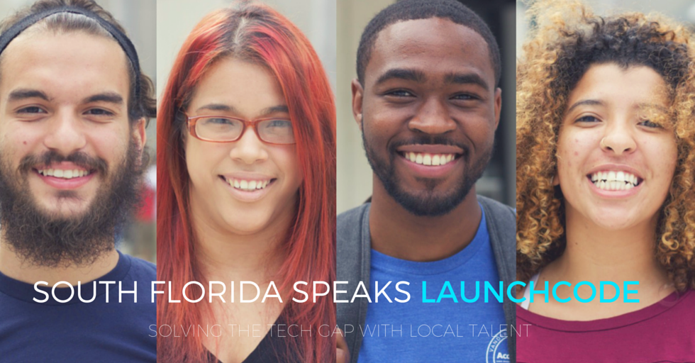 launchcode's tweet image. Solving South Florida&apos;s tech gap with local talent! Many voices, one language - #SFLSpeaksLaunchCode