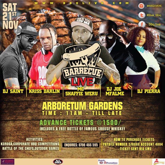 bbqliveke's tweet photo. WE ARE BACK PARTY PEOPLE!! 21st NOVEMBER at ARBORETUM GROUNDS! #BBQLive #FreeFamousOnEntry @KrissDarlin @SAINTDEEJAY https://t.co/QbR0Fzyejn