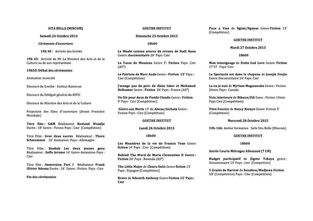 Rific2's tweet photo. Le programme officiel du #Rific2015 cc @ngimbis @TitiNdema @NadegeTsogo @FrancoiseEllong https://t.co/5LAHa0hGuV