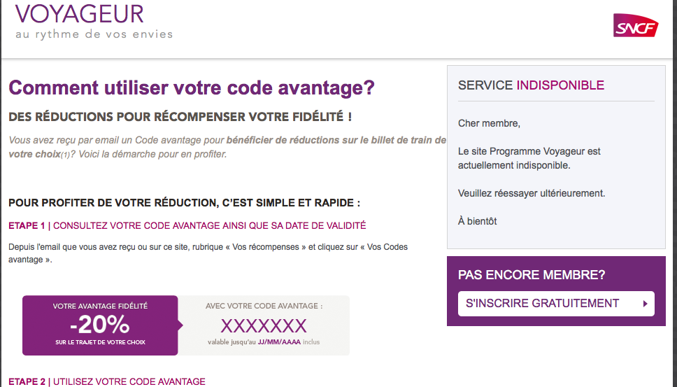 Lenou_nou's tweet photo. Impossible de récupérer mon code "avantage"! C'était bien tp beau, voilà cmt notre fidélité est récompensée! @SNCF https://t.co/dHOBjYQaYV
