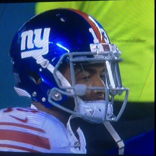 Helmet Stalker on X: Giants WR Odell Beckham Jr. is warming up with an  S2DB-SW-SP a facemask, rather than his usual CU-S2BD-SW mask.   / X