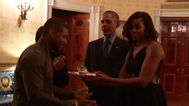 Watch Barack and Michelle Obama sing Happy Birthday to Usher. Yes, Usher:
 