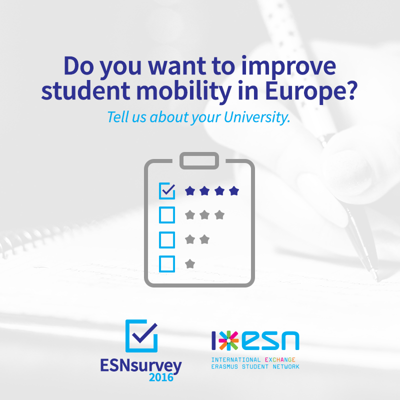 Let’s improve #youth #mobility!Go to bit.ly/1jESnwW and fill out the #ESNsurvey2016  by <a href="/ESN_Int/">ESN International</a>. #Erasmus+