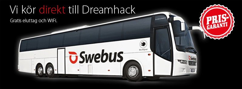 Åk till #DHW15 med @Swebus Tusentals resor till DreamHack från 30 orter i hela landet! swebus.se/Event/Festival…
