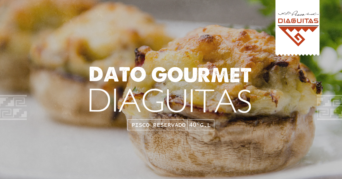 Rellena champiñones con queso y tocino, al horno hasta dorar y listo! #Diaguita. #Maridaje 👌