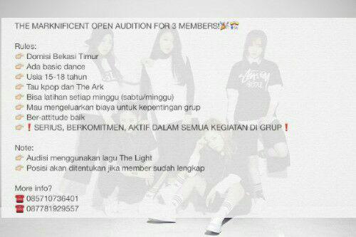 @FancyFancy_ Mind to followback?😊 We're MARKNIFICENT, open audition for 3 member, detail on pic. Thankyou🙆