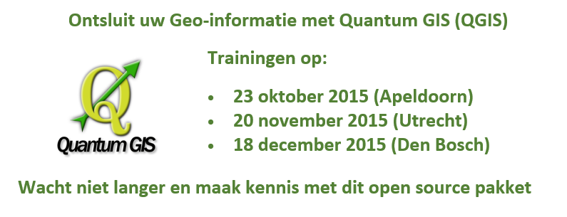 clstrainingen's tweet image. Er is nog plaats bij de Last Minute cursus #QuantumGIS (#QGIS) van 23 oktober in Apeldoorn. cls-trainingen.nl/last-minutes