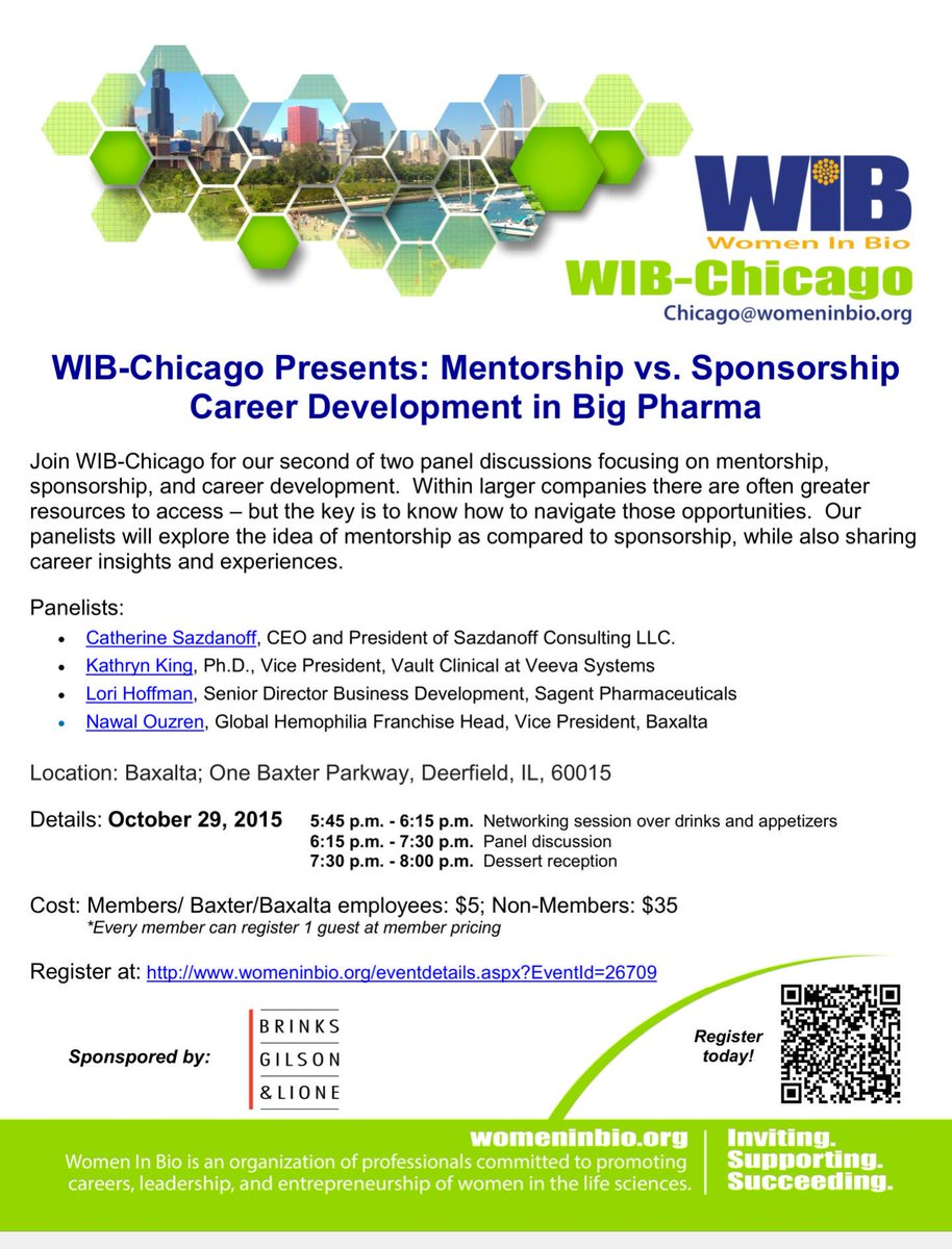 CHIWomenInBio's tweet image. Join us 10/29 for a discussion on mentorship &amp;amp; career development  @Baxalta