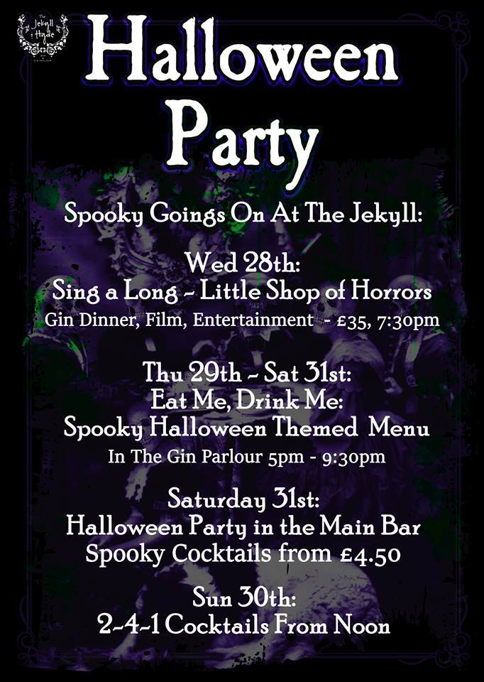 Jekyll_n_Hyde's tweet image. #HALLOWEENPARTY all weekend for special offers on #spookycocktails and serving #SpookyFood book 01212360345
