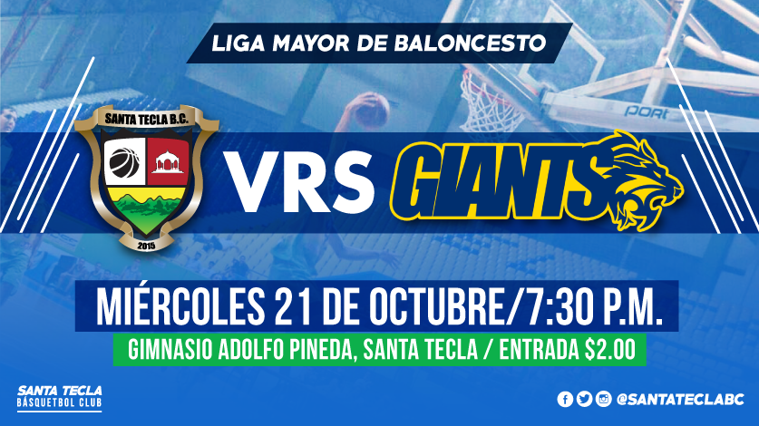 Este miércoles jugamos en casa

<a href="/SantaTeclaBC/">Santa Tecla BC</a> vrs <a href="/ES_GIANTS/">Giants BKB Club ES</a>
Gim. Adolfo Pineda de Sta. Tecla, 7:30 PM

#VamosTecla