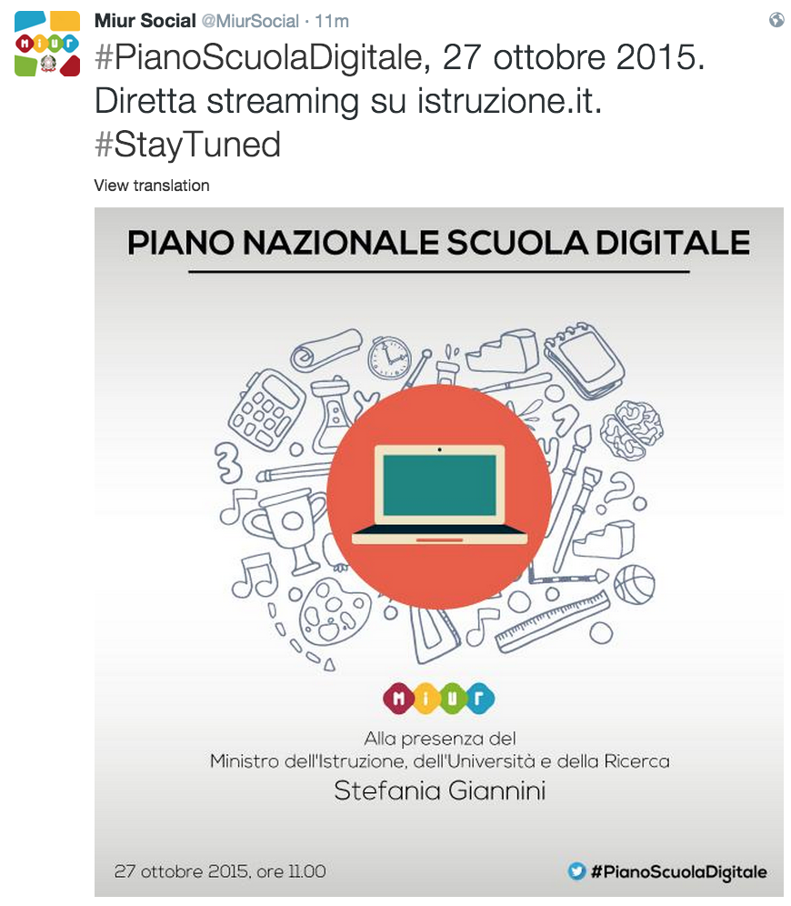 damienlanfrey's tweet photo. Tra una settimana presentiamo il lavoro di mesi @MiurSocial. E daremo tante belle notizie. #PianoScuolaDigitale https://t.co/07GDOUpamm