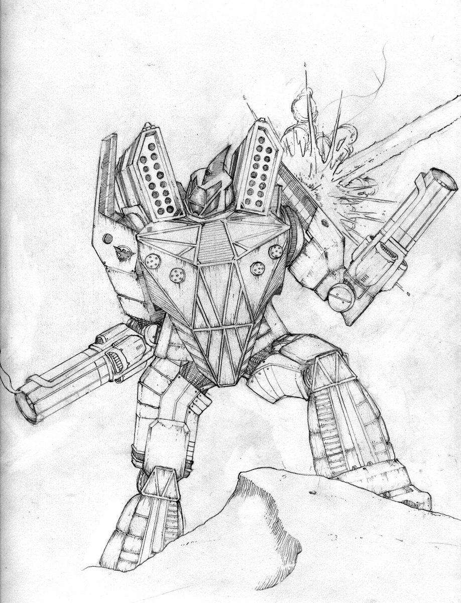 RazorFist's tweet photo. @WeBeHarebrained Spreading the Battletech love with a quick sketch of my favorite Mech. (Mauler MasterRace) #MyBTart https://t.co/hjc1zVcwwX