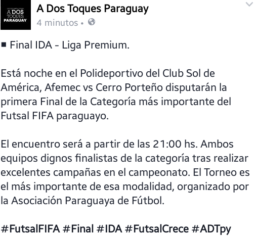adostoquespy's tweet photo. Liga Premium| Final IDA está noche a las 21:00hs. #FutsalFIFA #FutsalCrece #ADTpy https://t.co/FcJxgWhChW