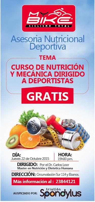 Los invitamos al curso de #NutriciónyMecánica dirigido a deportistas.
Este jueves 22 de octubre a las 19h00. Gratis