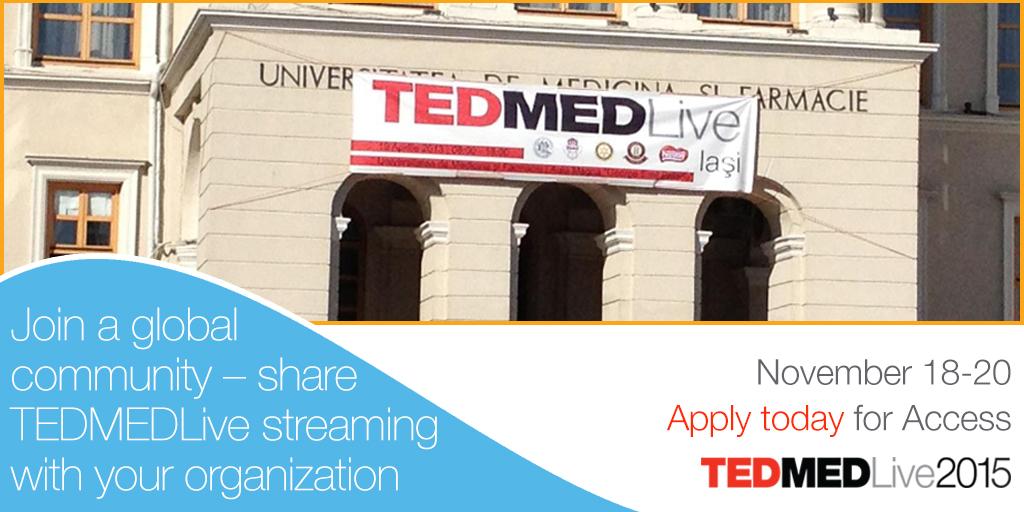 TEDMED's tweet image. Harness the global power of #TEDMED2015. Find out how to join, no matter where you are: ow.ly/TByRp