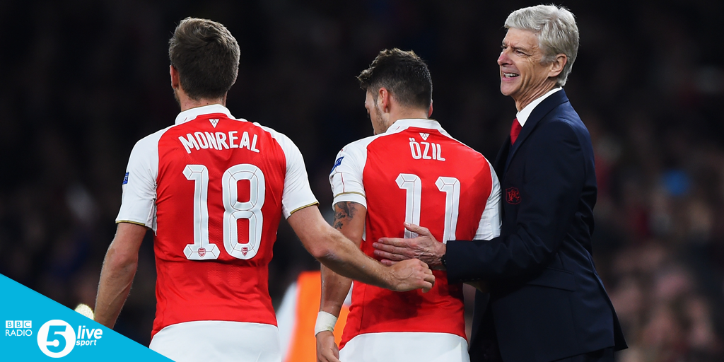 5liveSport's tweet photo. Happy Arsene?

Wenger is the ONLY manager in the world to have defeated Guardiola's Barca &amp; Bayern. Impressive. https://t.co/z9LSSFYYrm