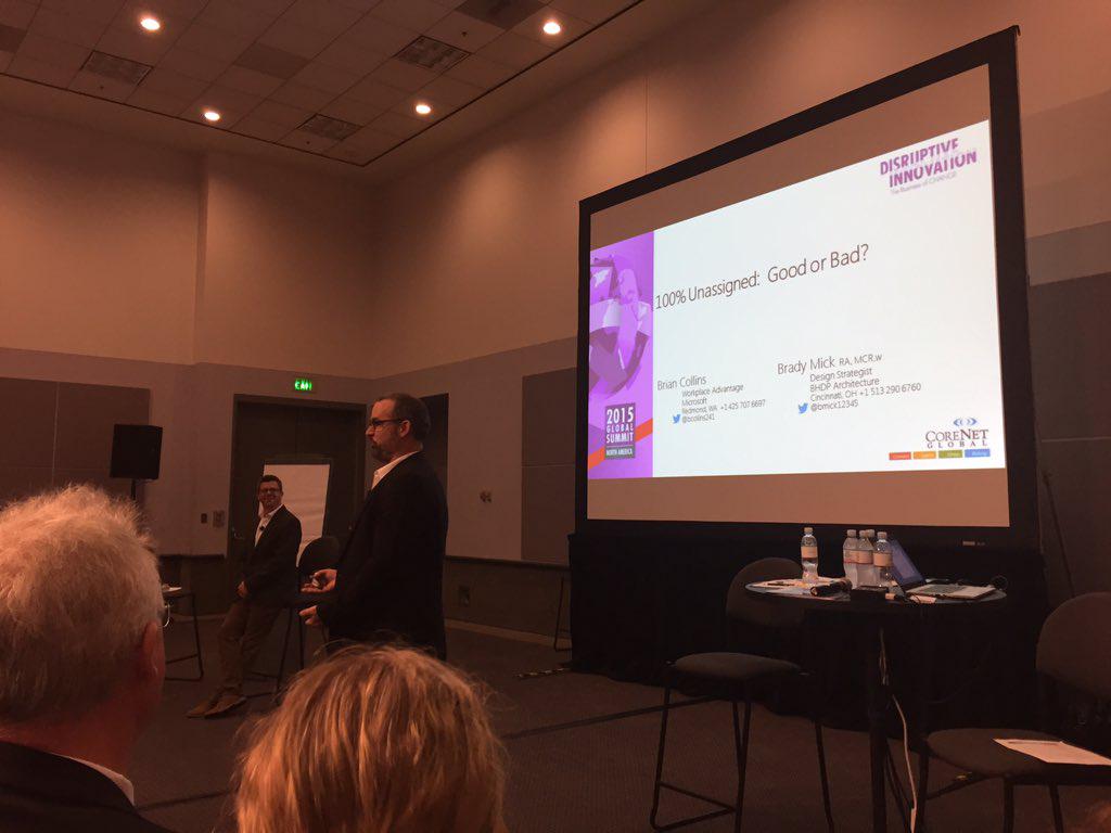 SonyaVerny's tweet photo. Fascinating session about unassigned #workplace at #CNGLA. #Microsoft @BHDP #RealEstate #CRE #CoreNet #furniture https://t.co/TsjK4JvAZP