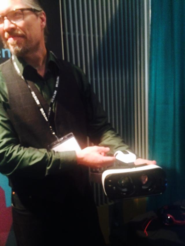 Swizec's tweet image. I need one of these glorified cardboard VR headsets in my life. #HTML5DevConf