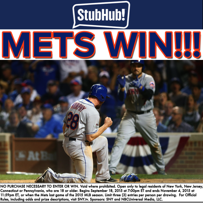 METS WIN!!!!

RETWEET THIS for a chance to WIN a $250 <a href="/StubHub/">StubHub</a> Gift Card! #SNYSweepstakes