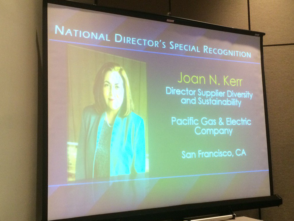 SFMBDA's tweet photo. #SF's own Joan Kerr of @PGE4Me Supp Diversity wins @USMBDA @MBDANatlDir Special Recognition Award @ #NationalMEDWeek https://t.co/wh086NgH05