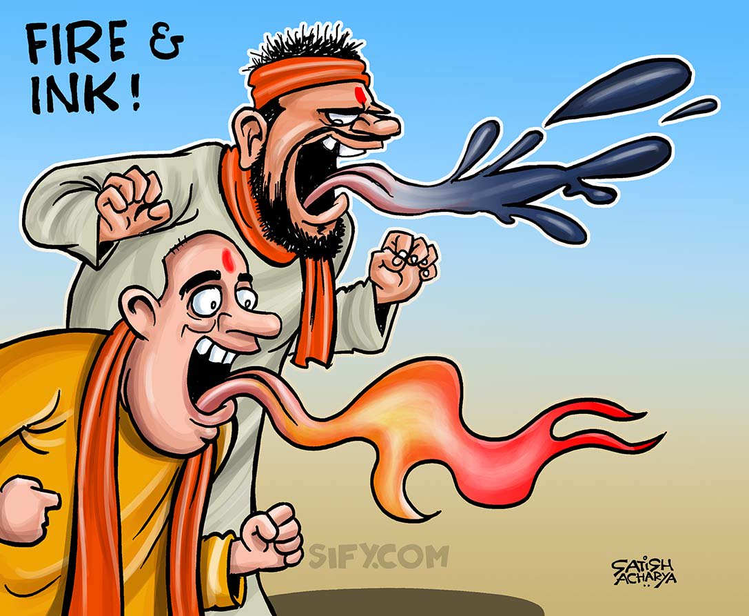 satishacharya's tweet photo. The fire &amp; ink brigade! Sify cartoon #InkAttacks https://t.co/s2P0MYz4Fx