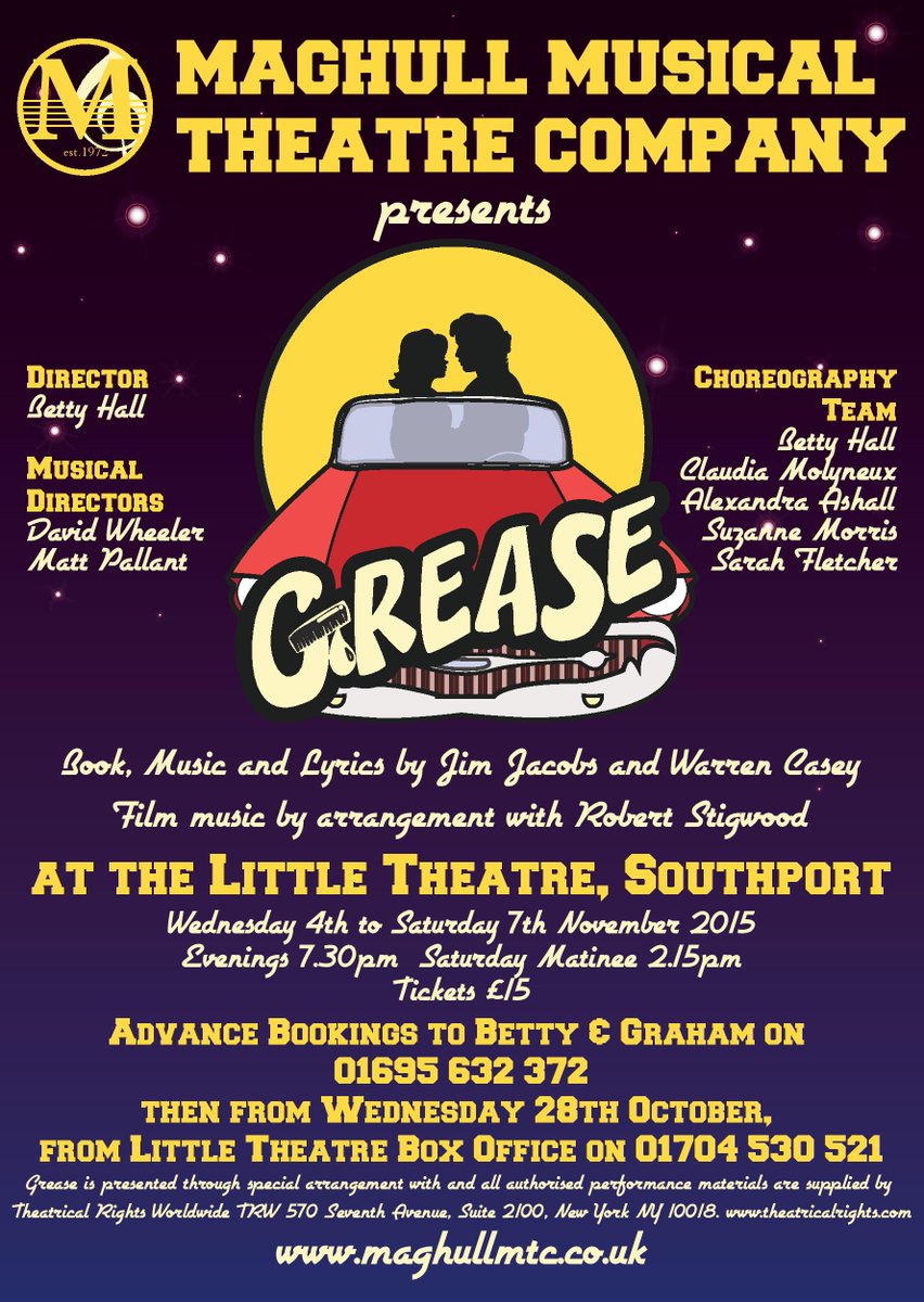 4-7th Nov GREASE showing at the Little Theatre Southport #southport <a href="/InsideSouthport/">Inside Southport</a> @radiosouthport <a href="/Southporthour/">SouthportHour</a>