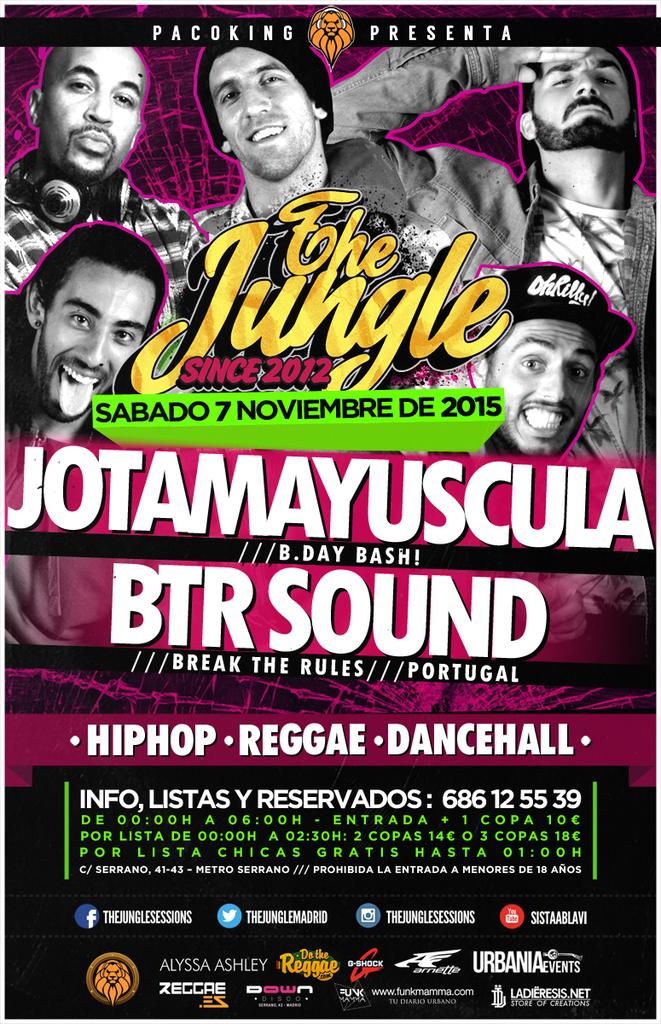 ClubPromoterMAD's tweet photo. SATURDAY NOVEMBER 7st at @TheJungleMadrid : 
@BTRSound from Portugal &amp; @jotamayuscula Bday Bash! 
Best #BlackMusic https://t.co/nHljo6NIdo