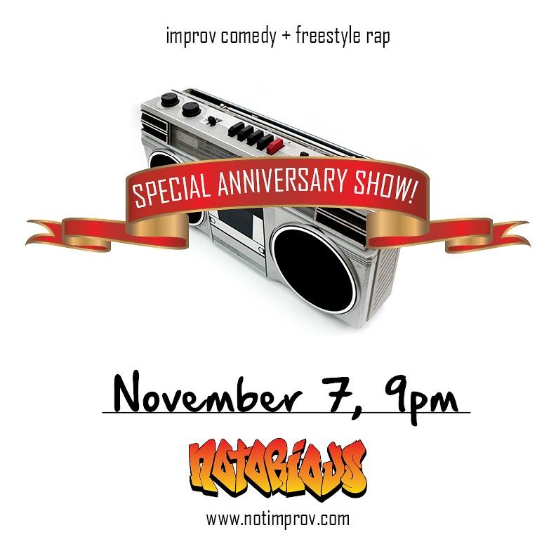 notimprov's tweet photo. #NOTEAST 1yr Anniversary show coming atcha on Saturday feat. dope guests @Sicko2005 @FMaritoL and @Siddiqs! https://t.co/L38eo2UKdz