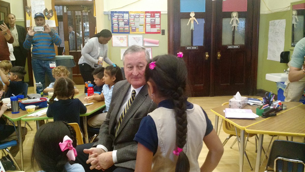 One kid asks <a href="/JimFKenney/">Jim Kenney</a> "What can mayors do for kids?" Kenney responds, "Our best." Kid shrugs. #NextMayorPHL