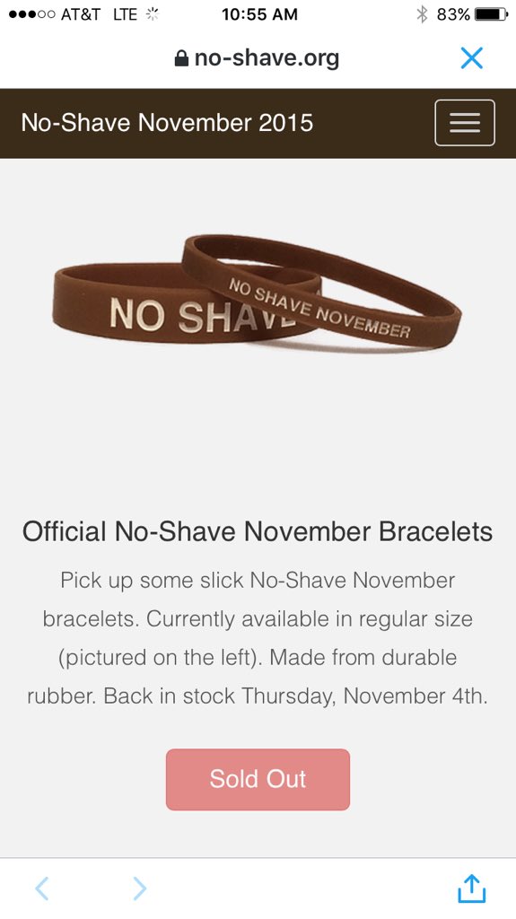 Who's pumped?!? No Shave Bracelets back in stock tomorrow!! #NoShaveNovember