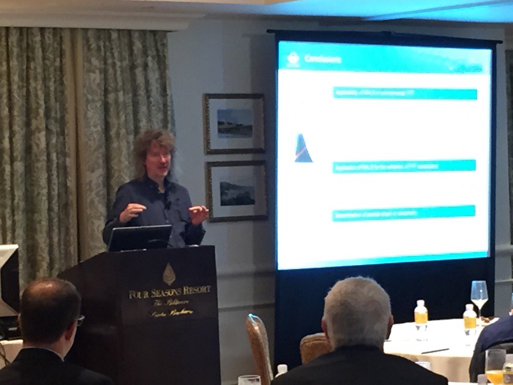 WyattTechnology's tweet photo. Dr. Frank von der Kammer presents the analysis of nanoparticles using FFF-MALS-ICPMS methods at #ILSC2015 https://t.co/uZPml05kv1