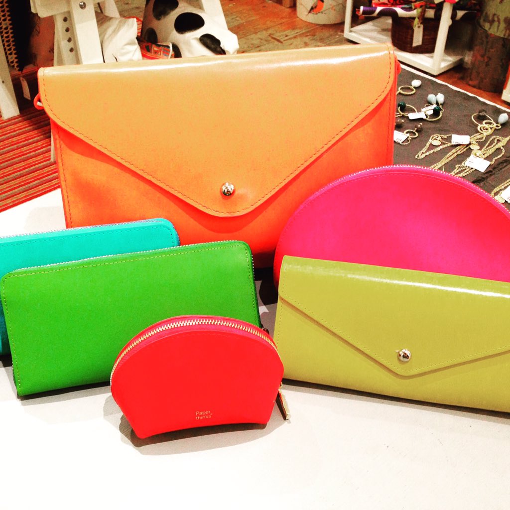 <a href="/paperthinks/">Paperthinks</a> beauties filling the store with a flurry of colour (once again) #recycledleather #ecofriendly