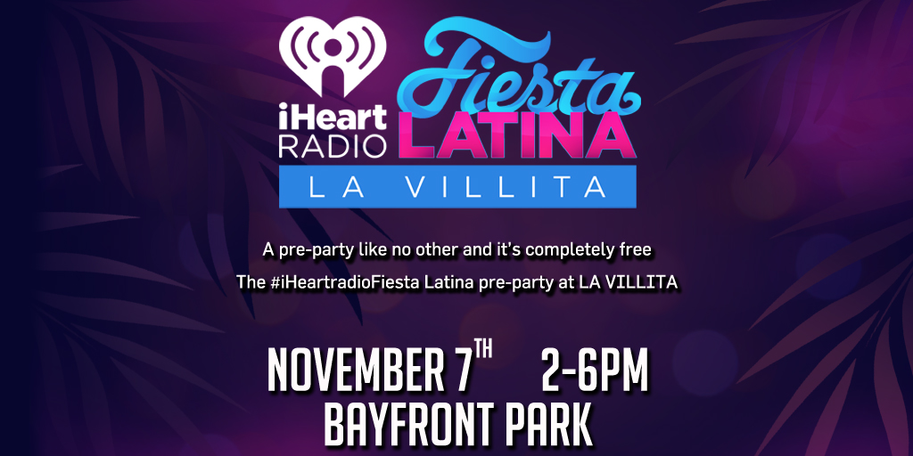Y100MIAMI's tweet photo. Ready to party, Miami! Join us for our FREE @iHeartRadio Fiesta Latina Pre-Party @ La Villita @ 2PM! #iHeartFiesta https://t.co/EjBAJyICml