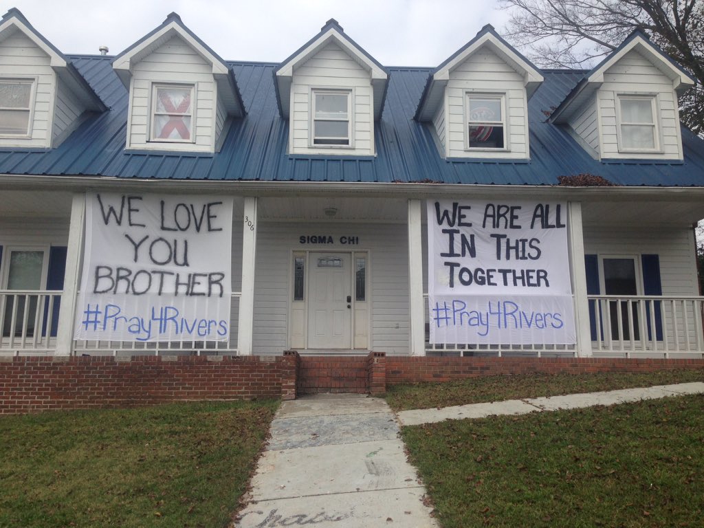 SigmaChiUNA's tweet photo. We are here for you brother @Rivers_Starkey. Keep fighting the good fight. #StrongArms #Pray4Rivers https://t.co/O4HC8vSxGp