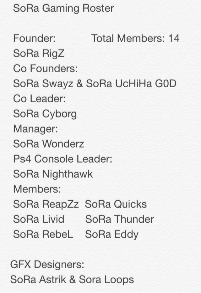WeAreSoRaGaming's tweet photo. Roster Update November 4th. 2015 https://t.co/FYjuFFbOaw