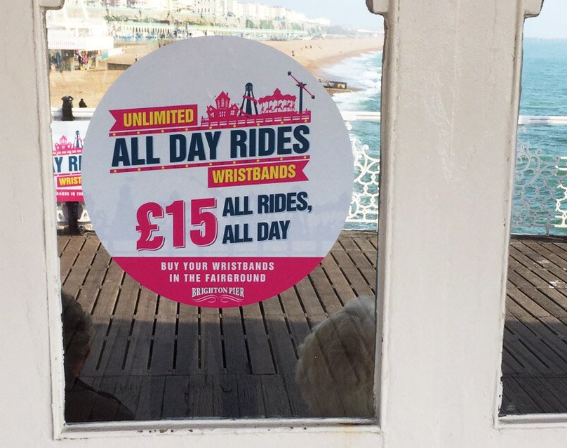 SynkCreative's tweet photo. @BrightonPier Free Rides campaign, artwork designed, developed and printed inhouse at Synk Creative. #print #design https://t.co/lfbnD7hb23