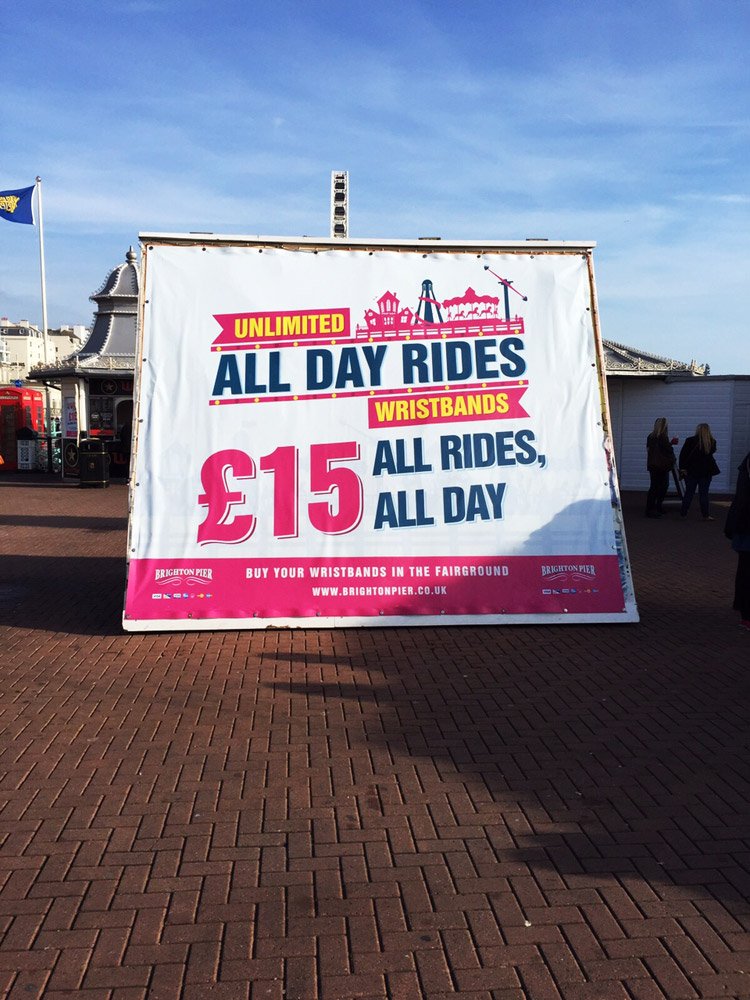 SynkCreative's tweet photo. @BrightonPier Free Rides campaign, artwork designed, developed and printed inhouse at Synk Creative. #print #design https://t.co/lfbnD7hb23