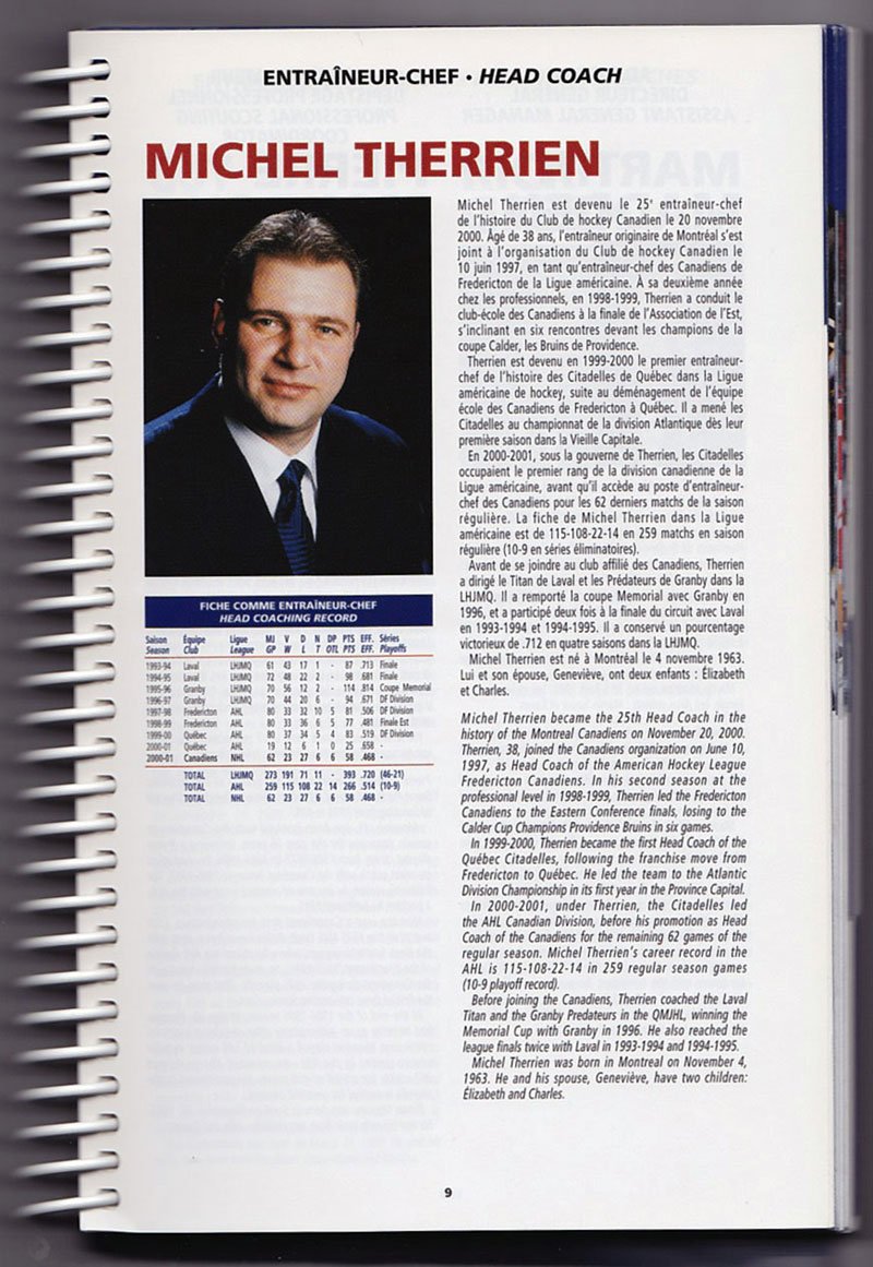 Happy 52nd birthday to head coach Michel Therrien. This from team\s 2001-02 media guide: 