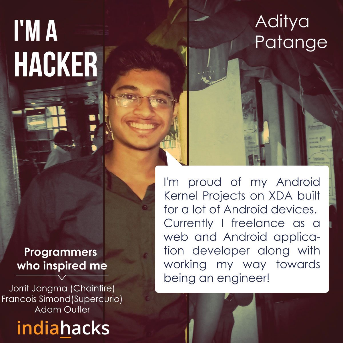 HackerEarth's tweet image. Say hello to today&apos;s hacker Aditya Patange #Iamhacker #IndiaHacks